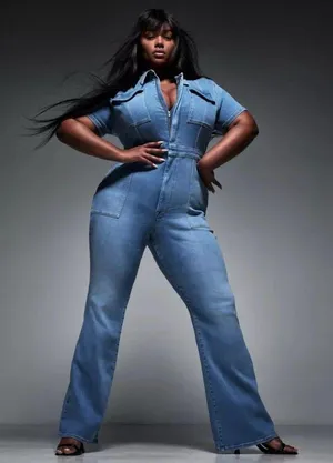 ZARA X Good American ZW Denim Sculpting Jumpsuit Flare Leg, Size 2 thumbnail 9