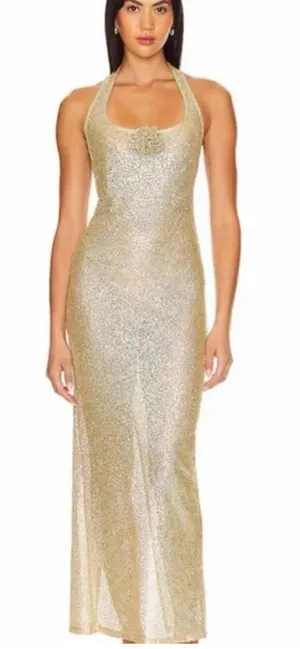 Lovers + Friends Revolve Charlotte Maxi Dress in Gold Sand thumbnail 1