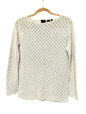 MAG Gold Knit Oversized Boatneck Sweater Sz XS thumbnail 9