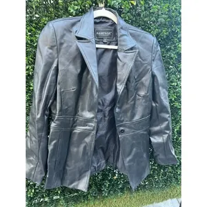 Vintage Rampage 90s Black Faux Leather Blazer Jacket Single‎ Button Medium thumbnail 2