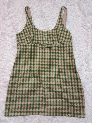 Urban outfitters Green and Cream Plaid Sleeveless Dress thumbnail 1