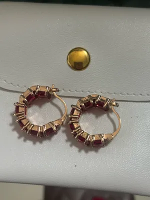 Pink and gold tone earrings thumbnail 3