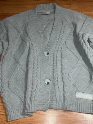 Taylor Swift Light Grey Cable Knit Cardigan. Size medium to large thumbnail 1
