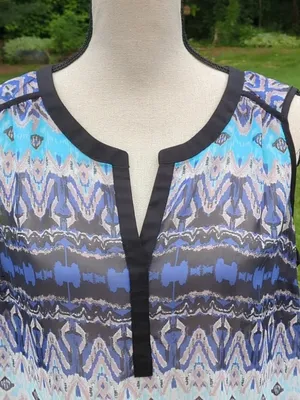 Daniel Rainn V-Neck Sheer High Low Sleeveless Blouse thumbnail 3
