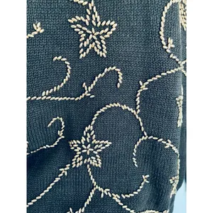 Cezanne Vintage Sweater Beaded Women's Large Black thumbnail 3