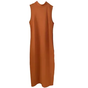 Sexy SHE & SKY High Neck Rust Midi Dress with 17" Slit ~ Women's Size MEDIUM thumbnail 2