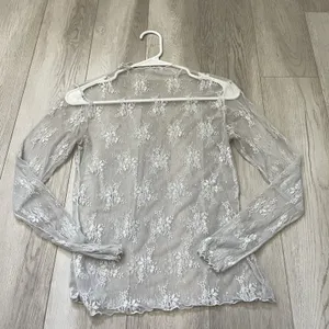 Sheer Mesh Top floral mockneck sheer lace womens Gray (medium) boho whimsigoth thumbnail 4