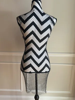 Rhinestone Mesh Overlay Dress Rave EDM‎ Fishnet Black Coverup One Size thumbnail 5