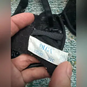 Vintage Olga black lace sheer underwire bra, size 32C thumbnail 6
