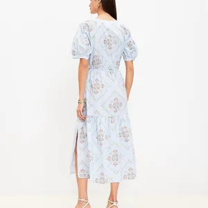 New Loft Blue Tuilerie Balloon Sleeve Pocket Midi Dress Size Small thumbnail 7