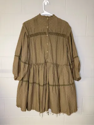 Pilcro by Anthropologie Long-Sleeve Mock-Neck Swing Mini Dress in Green Size XS thumbnail 6