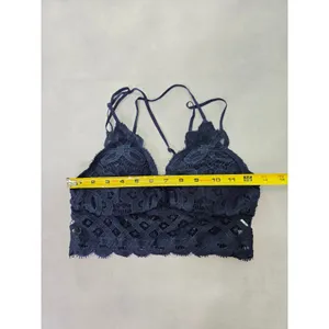 Anemone Navy Blue Romantic Boudoir Bridal Cottage Lingerie Feminine Lace Bra L thumbnail 5