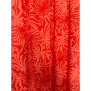 Betsey Johnson Maxi Dress‎ Large Orange Palm Leaf Print Tropical Tiered Smocked thumbnail 6