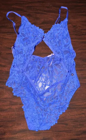NWOT Savage X Fenty Savage Not Sorry Lace Bodysuit in Blue Cyber Cafe thumbnail 1