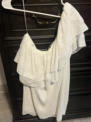 TRINA TURK NWT Phebe One-Shoulder Tier Ruffle White Eyelet Mini Dress Classy XXL thumbnail 12