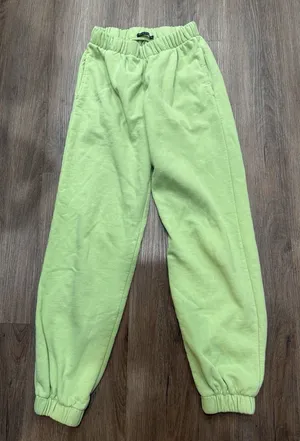 BRANDY MELVILLE Lime Green "Rosa" Hi-Waist Jogger Sweatpants One Size Fits Most‎ thumbnail 1