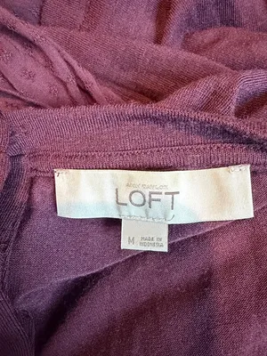 LOFT wine colored mixed media top thumbnail 5