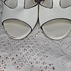 Modern Vice Rio white open toe strappy zip up back stiletto heels sz 8.5 thumbnail 4