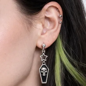 NWOT Alternative Halloween Emo Gothic Skull Star Retro Punk Dangle Earrings thumbnail 1