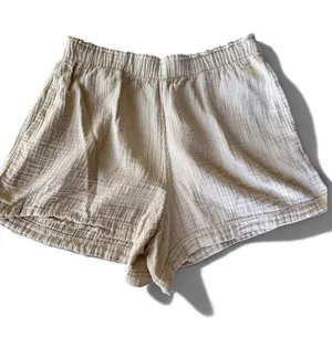 GAP Light Tan Cream Cotton Gauze Elastic Waist Shorts Size Medium thumbnail 1