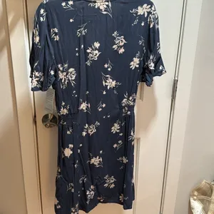 Abound Nordstrom Navy Blue Floral Button Front Smocked‎ Waist Mini Dress Small thumbnail 2