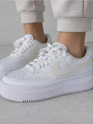 Nike Court Vision Alta White Leather Platform Sneakers Size 5 thumbnail 3