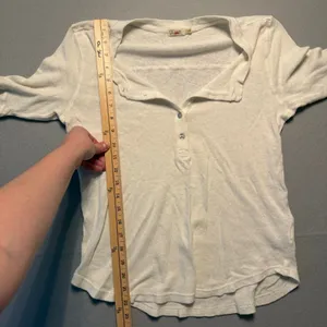 Faherty Hemp Cotton Henley Top Shirt Cream 3/4 Sleeve Women Size S thumbnail 8