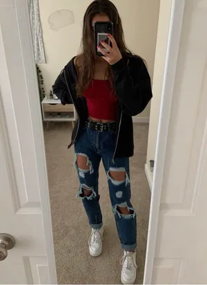 Urban Outfitters BDG High Waisted Mom Jeans Destroyed Medium Wash thumbnail 2
