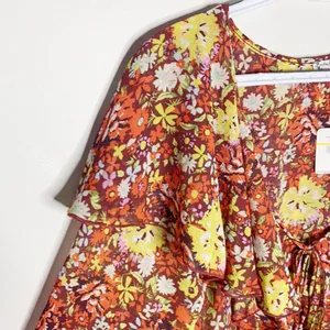 Free People Say it to me red sienna floral printed bodysuit size M thumbnail 7