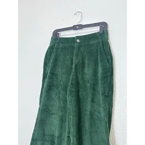 Pact Organic Cotton Corduroy Wide Leg Cropped Pants Size Small Green thumbnail 8