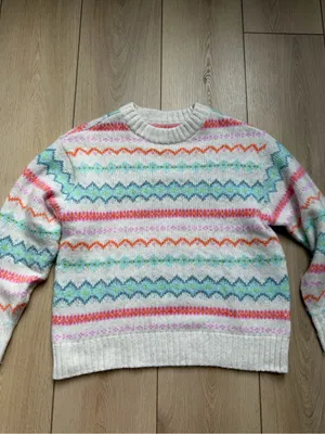 American Eagle Outfitters Fair Isle Pastel Striped Crewneck Sweater NWOT Medium thumbnail 6