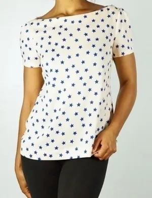 Zara Womens Size S‎ Star Print Chiffon Boatneck Blouse thumbnail 1