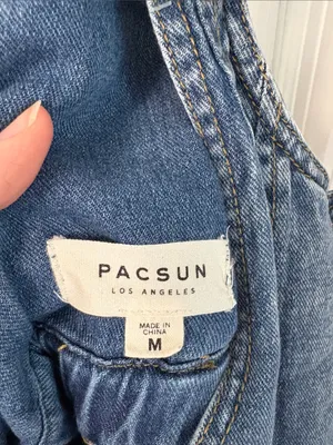 PacSun Women’s Denim Short Overalls Blue Romper size Medium thumbnail 2