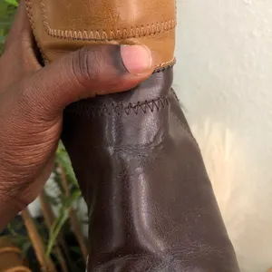 Predictions 2000s Y2K Brown tan patchwork leather 2” kitten heel ankle mid calf boots - Size 6.5W Boho thumbnail 7