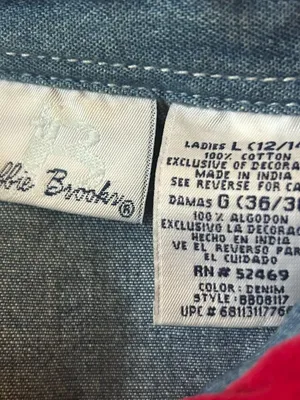 Y2K Bobbie Brooks Santa Reindeer Embroidered Denim Button-Down Shirt Size Large thumbnail 10