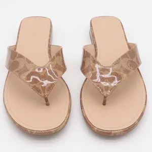 Coach Bridgette Signature Thong Sandals Tan Monogram Flip Flops Women's 8.5B thumbnail 3