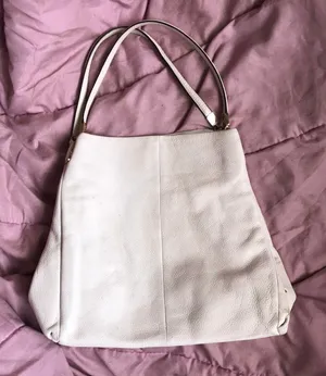 Coach Madison Leather Phoebe Shoulder Hand Bag Purse Beige Cream Leather 26224 Hobo Preppy Gold Hardware Approx 13” wide x 10.5” tall x 3.5” deep thumbnail 1