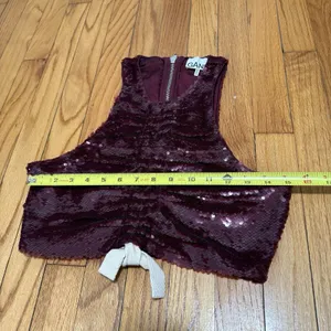 Ganni Sequined Ruched Crop Top in Port Royale Size 32‎ thumbnail 12