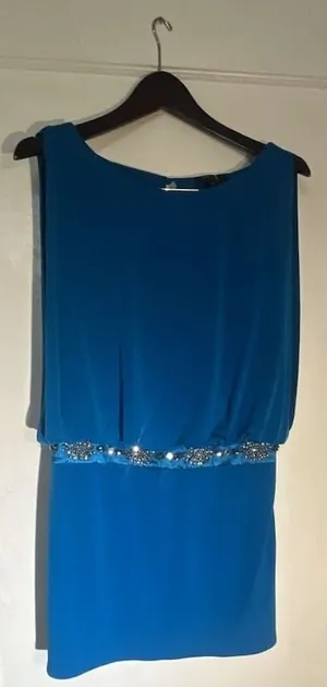 Laundry by Shelli Segal Electric Blue Beaded Waist Mini Dress thumbnail 2