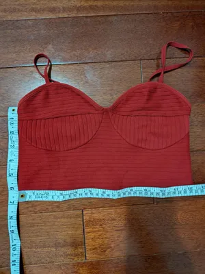 Garage Rust Ribbed Longline Spaghetti Strap Tank Top M thumbnail 4