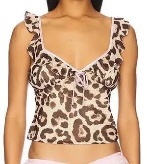 Revolve ruffle cheetah halter top thumbnail 1