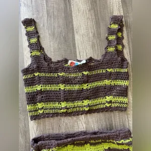 FREE PEOPLE Beach Cover up DONNI Sweater Set Crochet Skirt size small thumbnail 9
