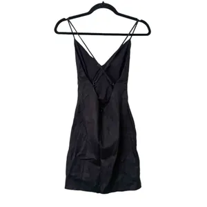 CALLIPYGIAN Linen Cinched Side Slit‎ Mini Dress Black Sz0 Size 0 thumbnail 3