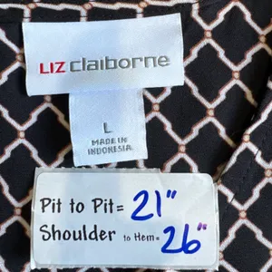 Liz Claiborne Black Diamond Print Floral‎ Sleeveless Top - Size L thumbnail 3
