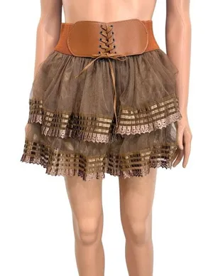 Mint Green M tulle layered corset waist mini skirt SK2 3643 thumbnail 1