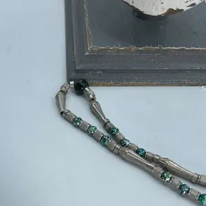 Southwestern or Navajo vintage styled barrel & pearl necklace. thumbnail 6