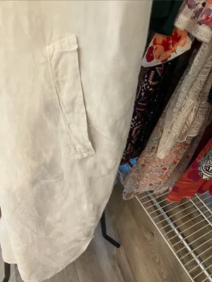 Allen Allen Cream Button-Front Maxi Shirt Dress or kimono thumbnail 6