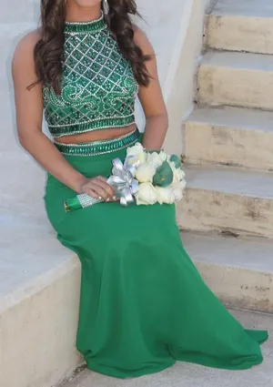 Blush Prom Green Two Piece Gown thumbnail 3