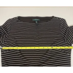 LAUREN RALPH LAUREN Boatneck Long Sleeve Brown Cream Stripe Dress‎ Sz 6 NWT $189 thumbnail 3
