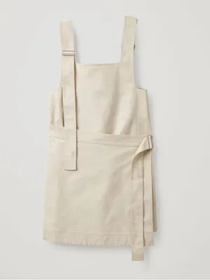 COS Asymmetrical Cream Strap Wrap Pinafore Cotton Dress thumbnail 5